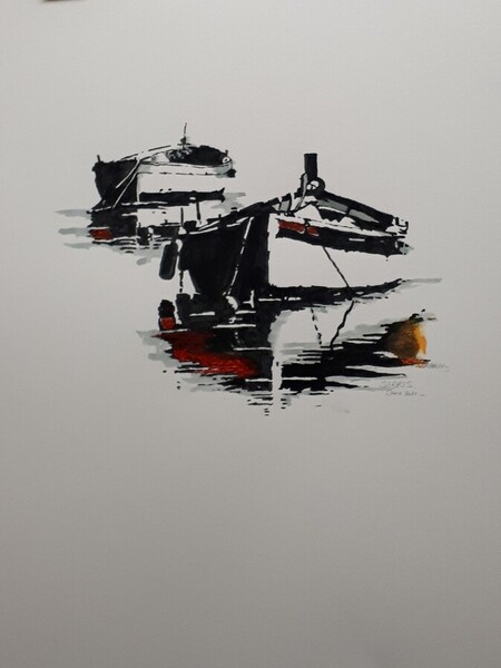 Deux barques en mer calme - 65x50